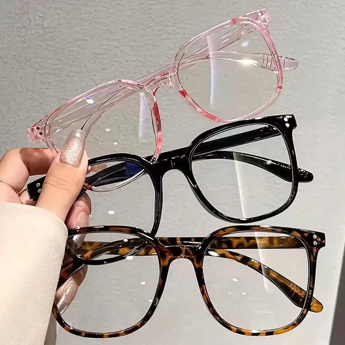 Transparent Square Ordinary Glasses Pc Frame Women Men Plain Glasses Rectangle Eyewear Blocking Optical Spectacle Eyeglasses