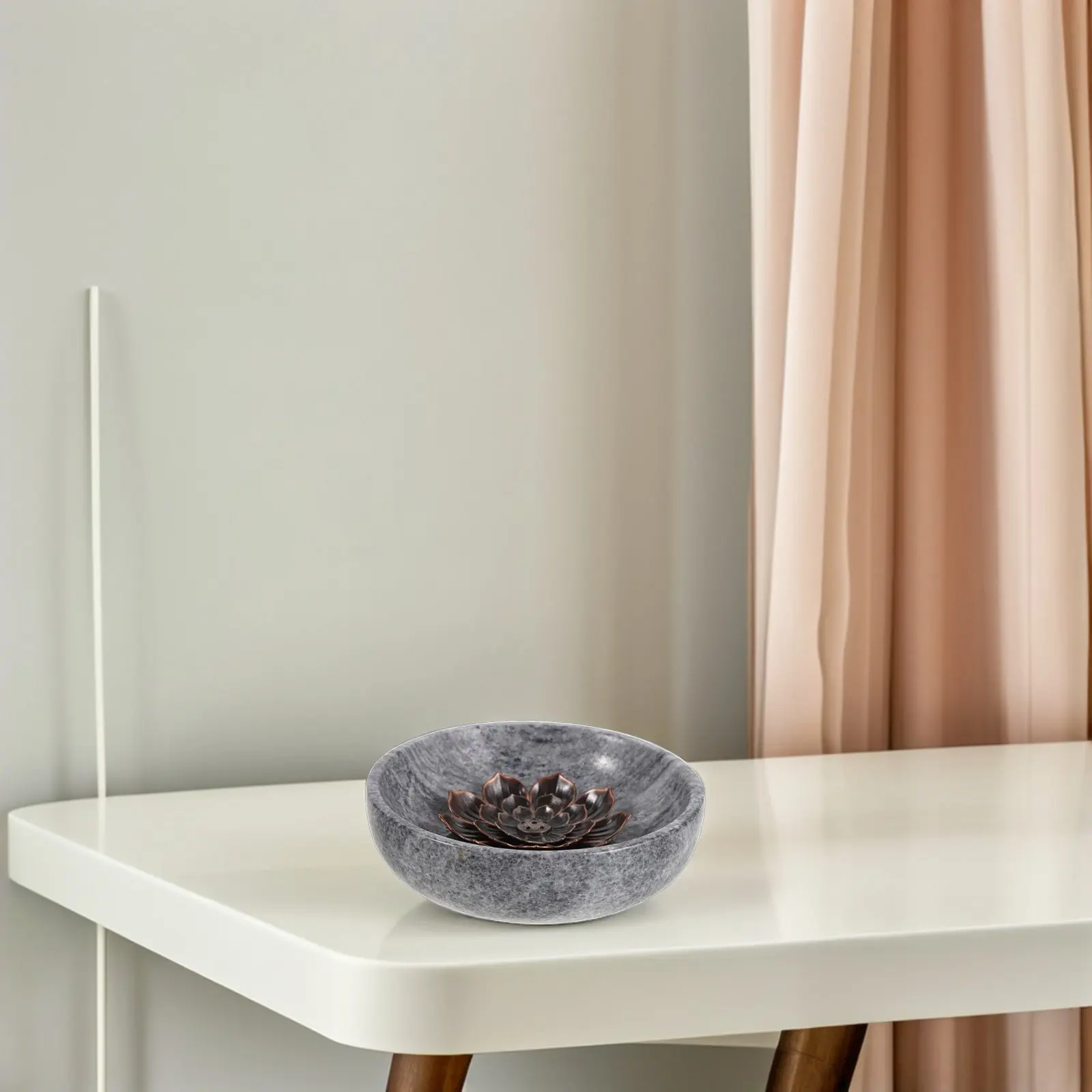 Natural Marble Handmade Incense Burner Tray Black Inverted Frame Holder Meditation Yoga Aromatherapy Room Decor Sage