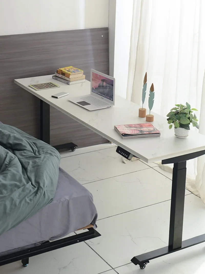 

Rock Board Electric Lifting Table, Household Cross Bed Table, Computer Desk, Office Learning Intelligent Desk