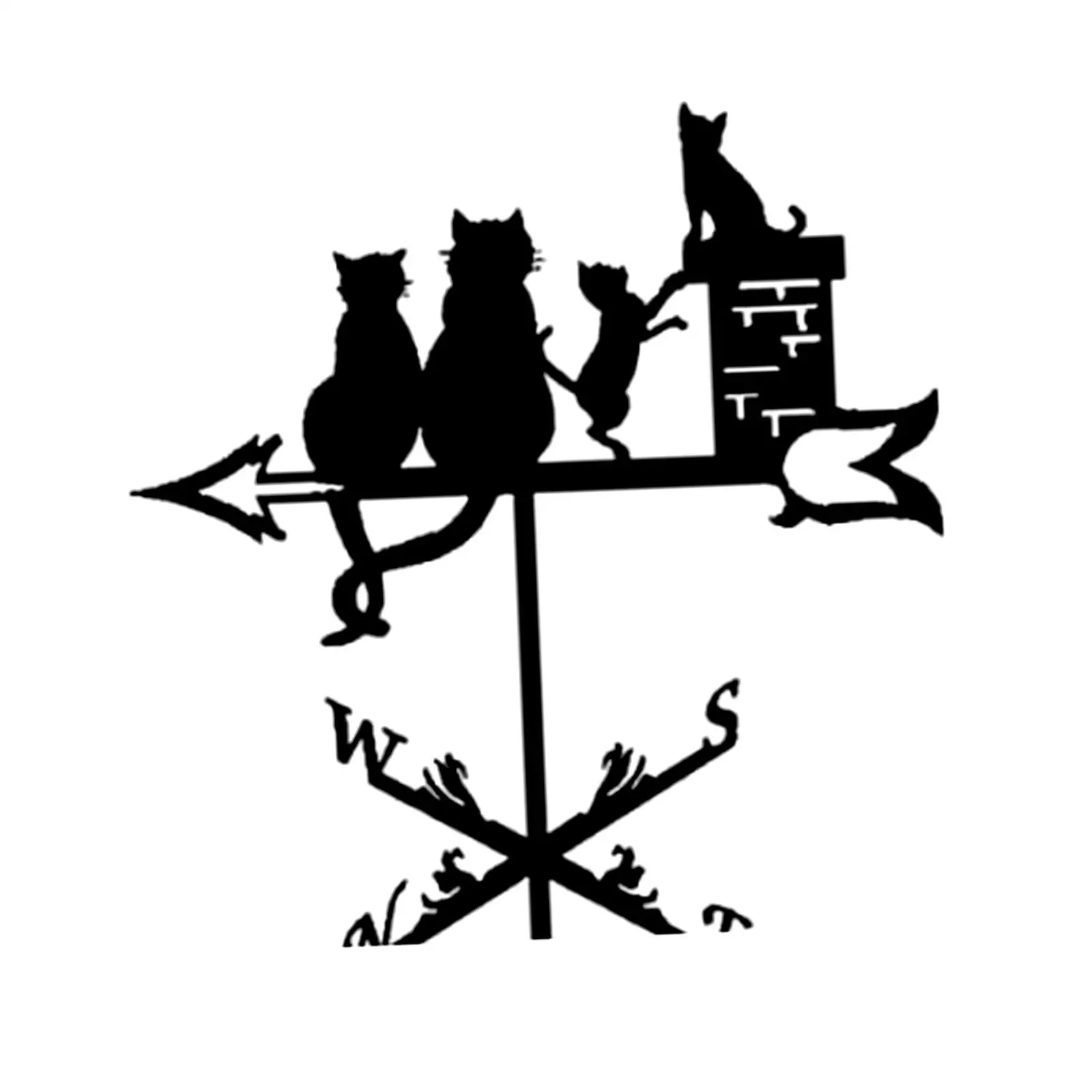 Cat Metal Weathervane Weather Vane Retro Roof Mount Animal Wind Vane Iron Art Ornament for Farm Porch Deck Farmhouse Outside