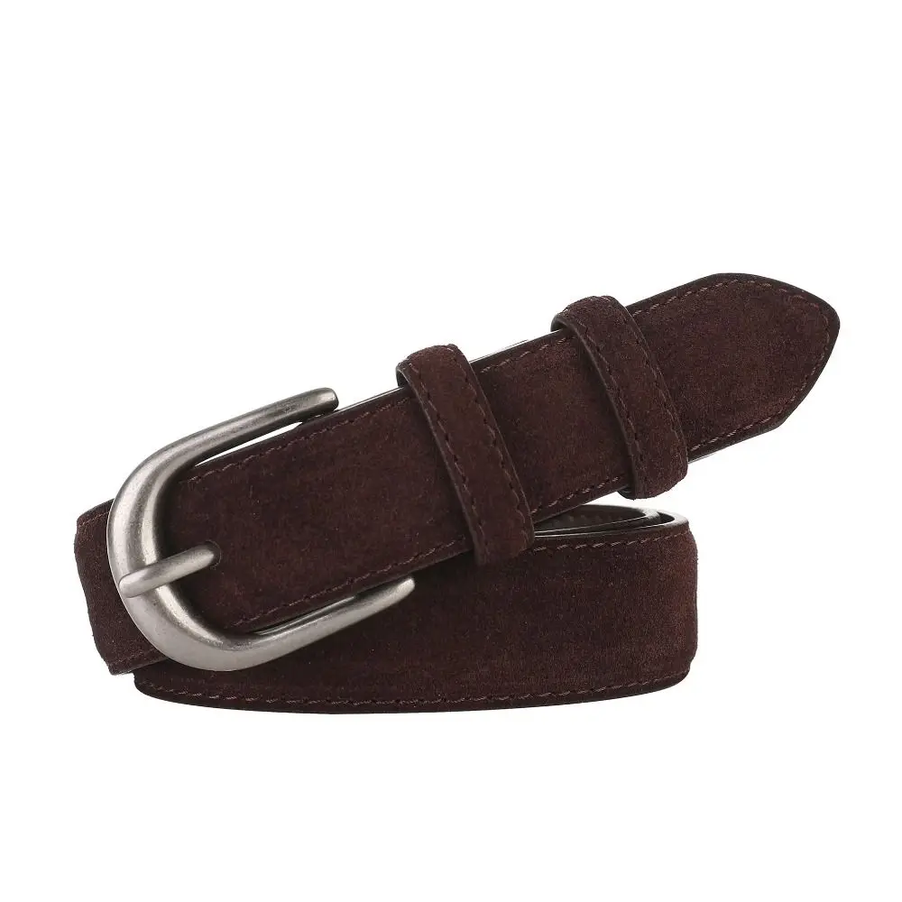 Women Luxury Design Suede Leather Belt Casual Versatile Pin Buckle Waistband Trendy Business Waist Strap