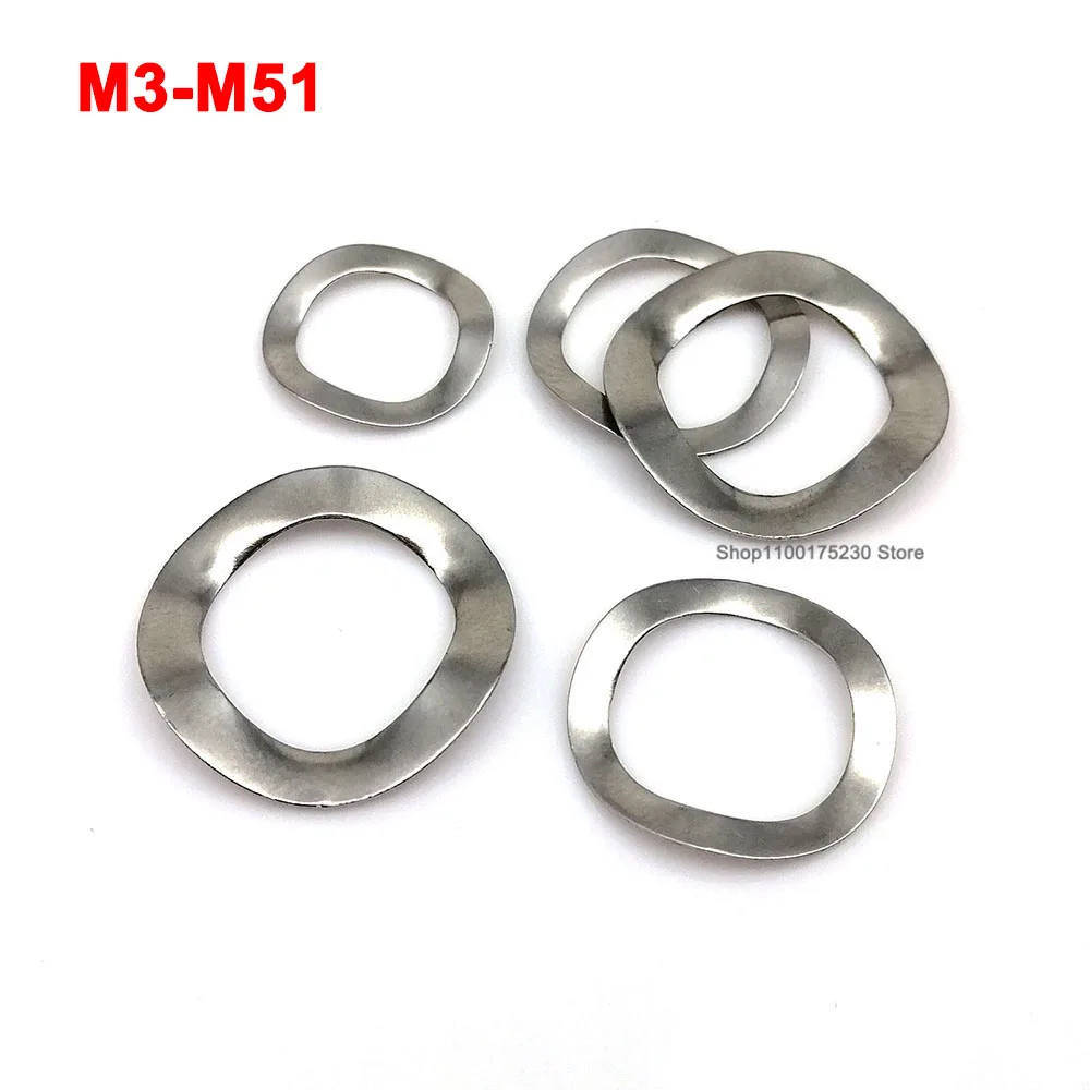 304 Stainless Steel Three Wave Wavy Spring Crinkle Washers Gasket M3 M4 M5 M6 M8 M10 M12 M14 M16 M19 M23 M25 M27-M51