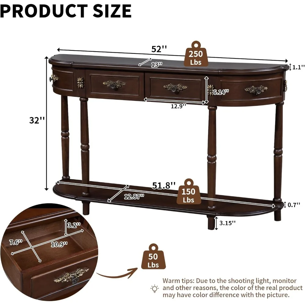 Retro Curved Console Table, 52