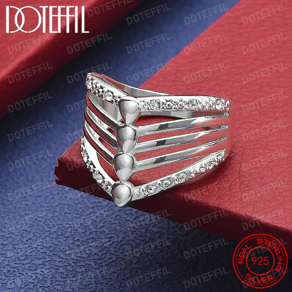 925 Sterling Zilver AAA Kristal Vijf Lijnen Ring Voor Vrouwen Man Mode Bruiloft Verlovingsfeest Gift Charm Sieraden