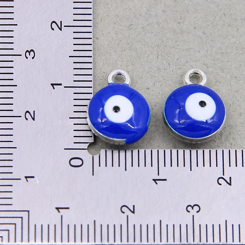 10pcs Gold Evil Eye Spacer Beads Pendant Round Enamel side Evil Eye Pattern10*13*5mm