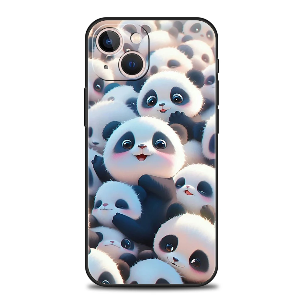 Custodia per telefono Panda adorabile del fumetto per iPhone 16 15 14 13 12 Pro Max 11 Pro Max 7 8 Plus XS XR Soft Shell antiurto Capas