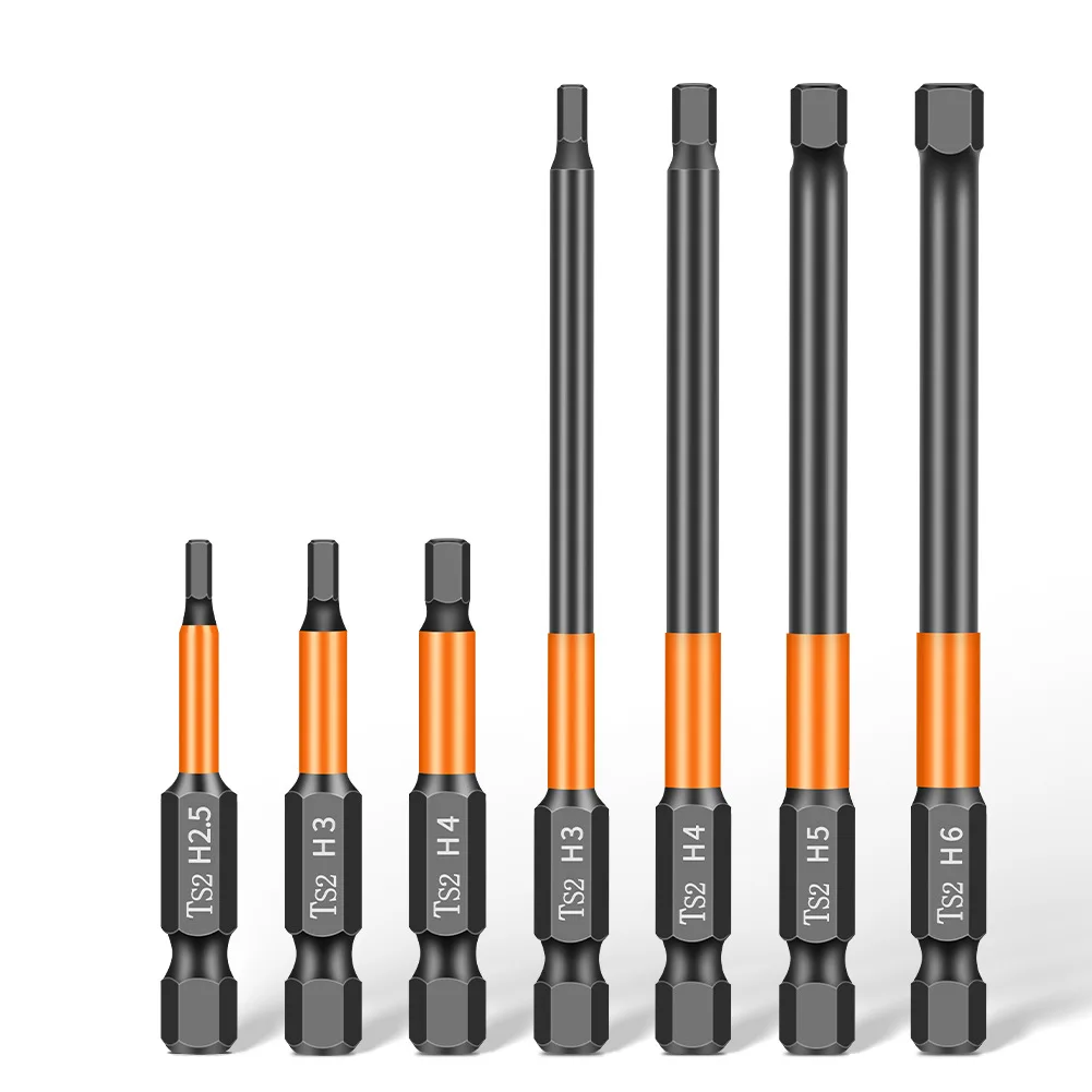1PC 50-100mm 고경도 육각 소켓 헤드 드릴 비트 전기 스크루 드라이버 헤드 충격 방지 강력한 자기 스크루 드라이버 헤드
