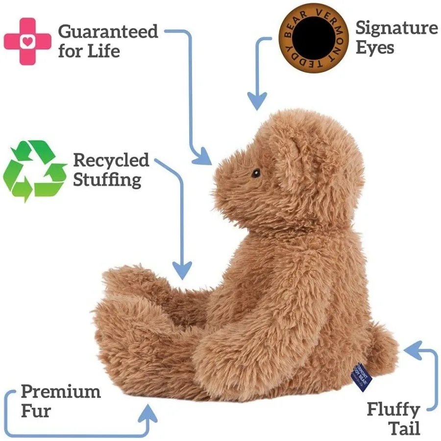 18インチのアーモンドブラウンのぬいぐるみテディベア、睡眠に最適、超柔らかく心地よい、アメリカ製、寝室やギフトに最適