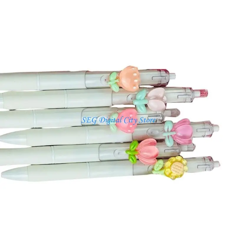 U75B 6 قطع قلم جل قابل للسحب 0.5 ملم قلم جل مريح للكتابة للمكتب