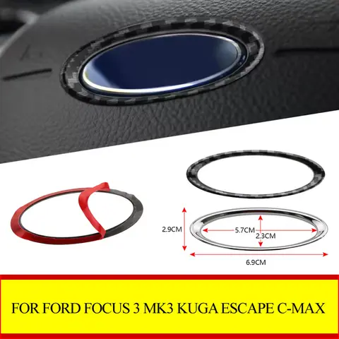 For Ford Focus 3 Mk3 12-14 Kuga Escape 13-15 C-MAX 11-17 Grand C-MAX 11-14 Car Steering Wheel Logo Circle Trim Sticker