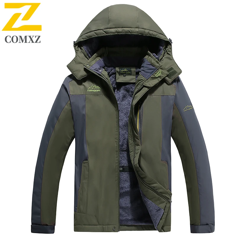 

COMXZ Fashion Men Jacket Thickened Outdoor Adventure Windproof Warm Coat Casual Hooded Camping Lightweight Winter Zipper Jackets