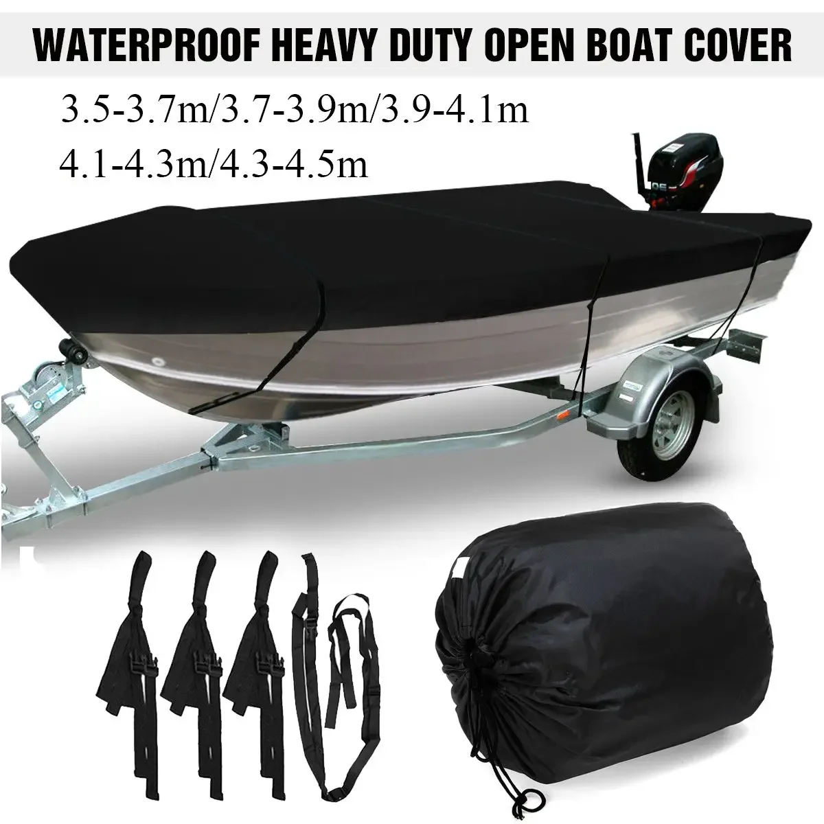 

210D Heavy Duty Open Boat Cover Trailerable V-Hull Marine Cover Waterproof Sunshade Dust-proof Boat Mooring Cover