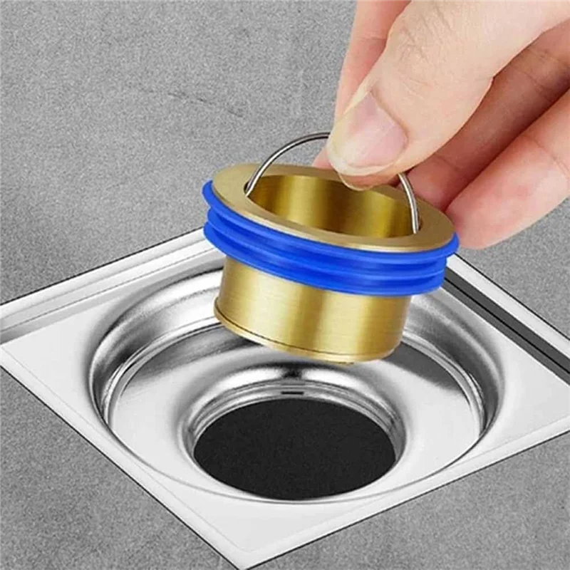 Floor Drain Core Floor Drain Odor Proof Core 2 Pcs Floor Drain Backflow Preventer, All Brass Thickened Anti-Backflow Sewer Core