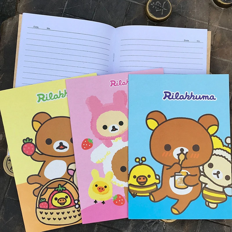 Rilakkuma A5 Notebook Kids Kawaii Relax Bear Journal Student Writing Note Notepad Planner School Office Supplies Children Gift
