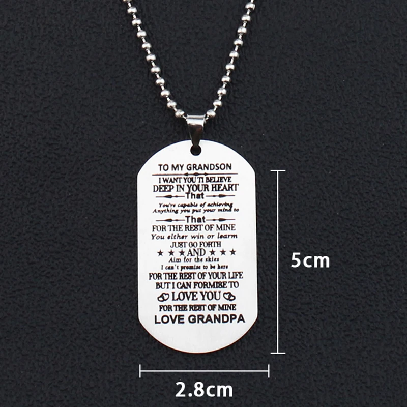 Inspirational Stainless Steel Necklace Fashion Pendant Gift for Grandson 