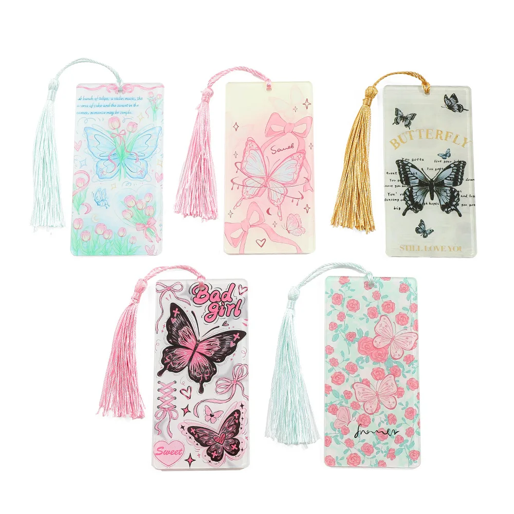 Butterfly Acrylic Bookmark Gorgeous Fantasy Insect Butterfly Bookmark Stationery Supplies Book Notebook Page Mark Tools