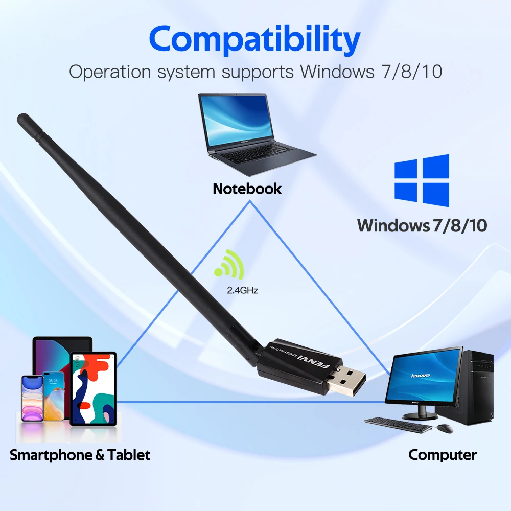 650 متر USB واي فاي محول واي فاي هوائي 650 متر 600 متر RTL8811CU بطاقة الشبكة اللاسلكية لأجهزة الكمبيوتر المحمول سطح المكتب ويندوز 7/8/10 سائق مجاني