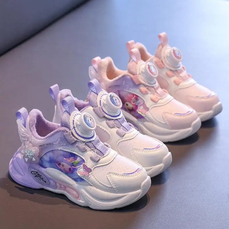 

Hot Sanrio Girl Kuromi Clunky Sneaker Student Keep Warm Non-Slip Motion Children Cartoon Wear Resistant Casual Shoes New Style