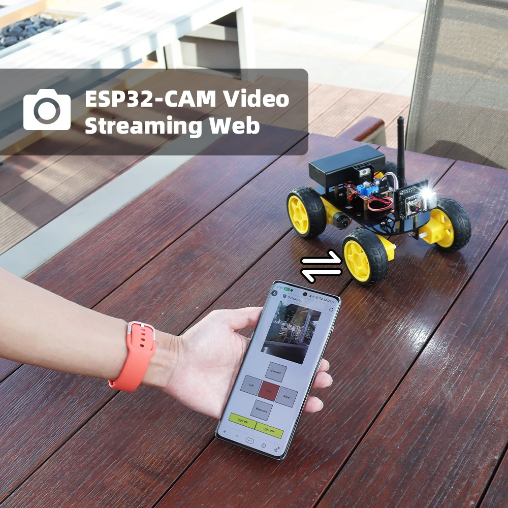 Tscinbuny ESP32 Robot Starter Kit สําหรับโครงการ Arduino 4WD สมาร์ทหุ่นยนต์รถอัตโนมัติชุดการเขียนโปรแกรมการศึกษาการเรียนรู้ชุด