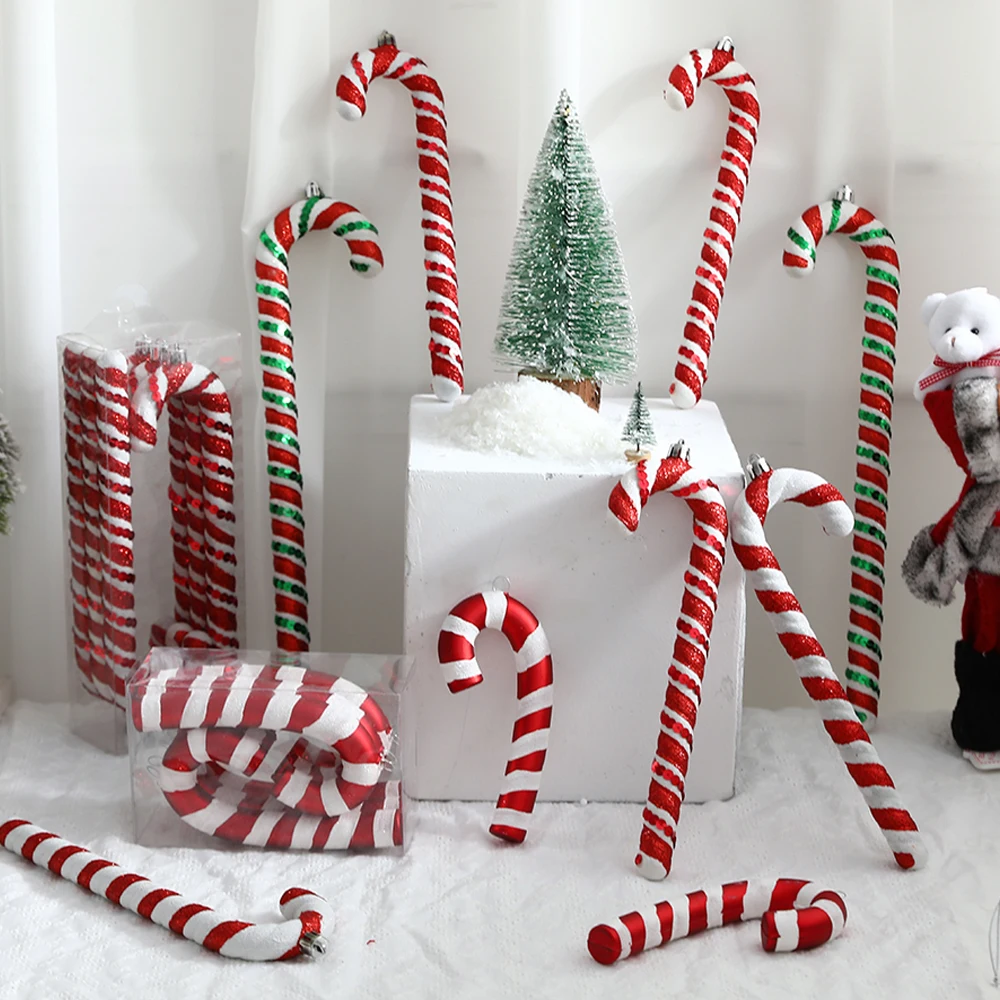 Christmas Decoration Red Christmas Candy Canes Christmas Tree Hanging Pendants Xmas New Year Home Decorations Kids Toys Navidad