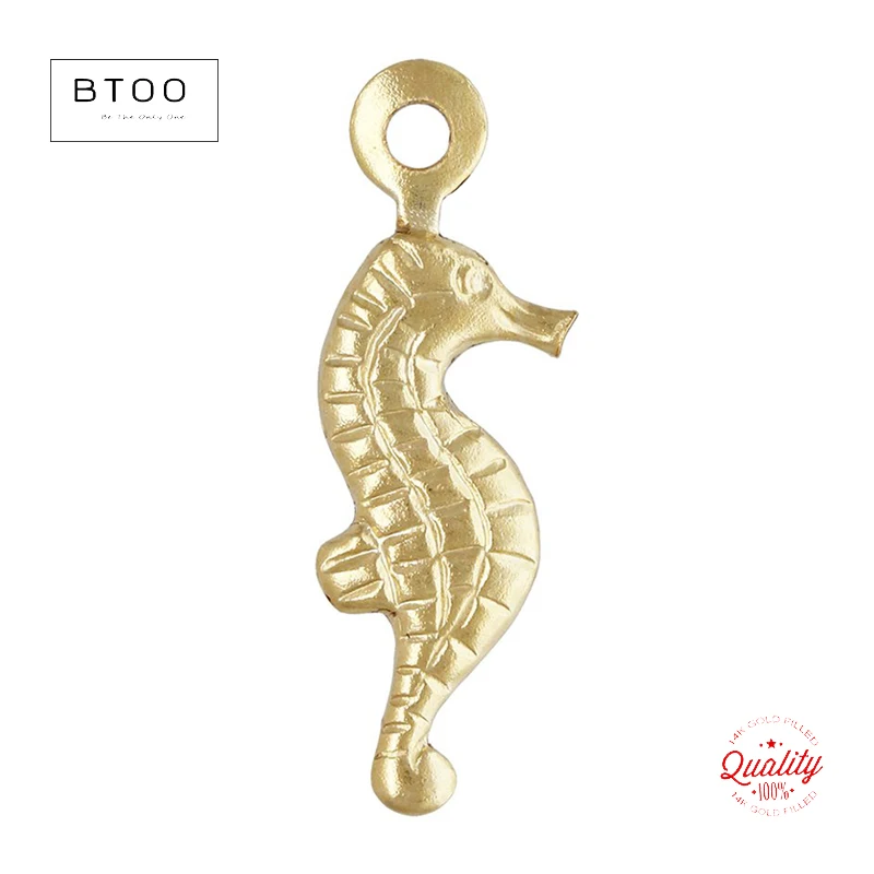 14 K Gold Filled Seahorse Charm, 14 /20 Gold Small Nautical Charm 4.6 x 14 mm Beach charms Tarnish Resistant Jewelry Findings