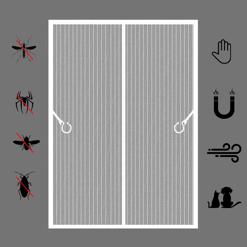 Summer Oversized Perforated White Home-Style Bedroom Magnetic Thick High-Definition Mosquito-Proof Curtain
