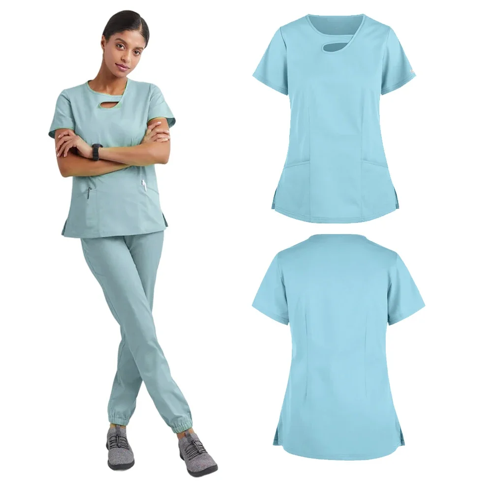 Set infermieristici all'ingrosso Stretch salone di bellezza abbigliamento da lavoro uniformi chirurgiche mediche Pet Hospital Doctor Scrubs Suit accessori per infermiere