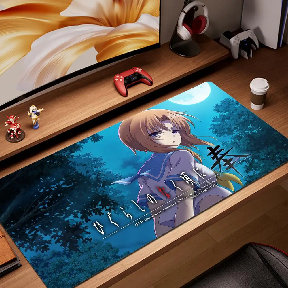 Anime Cartoon DeskMat higurashi no naku koro ni Gaming Accessories Mouse Pad Pc Gamer Girl Mousepad 900x400 Computer Laptop Pads