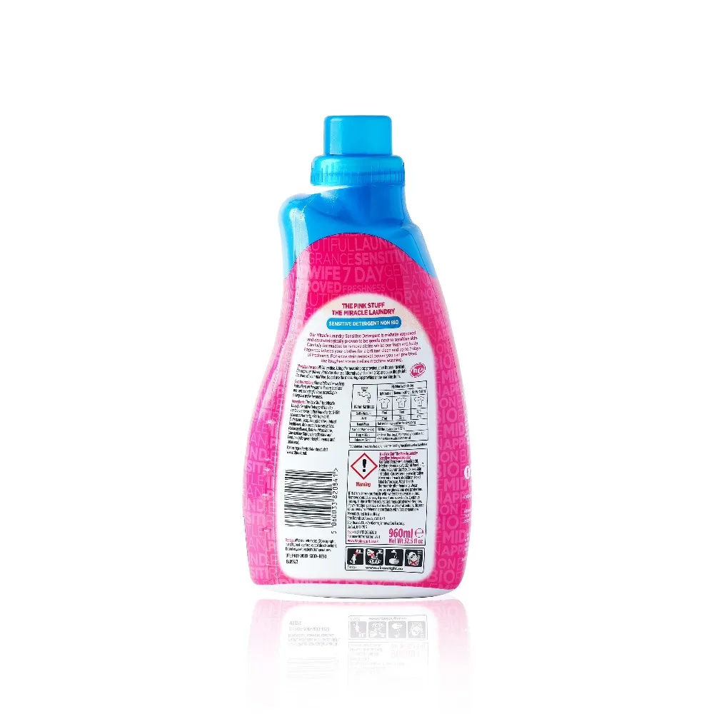 Miracle Liquid Laundry Detergent for Sensitive Skin Hypoallergenic Rhubarb Scent 32.5 oz Bottle Gentle on Skin 30 Washes Eco Friendly Cleaning view 2