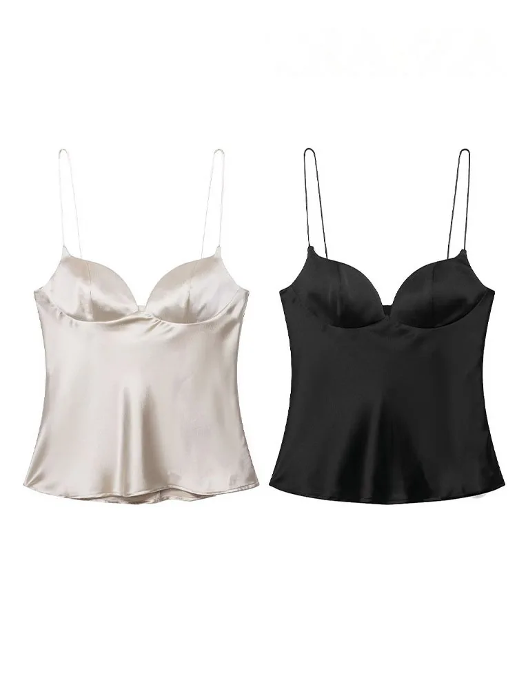 HH Frau Neue Mode Ärmellose Camis Solide Herzförmigen Kragen Zipper Weibliche Sommer Sexy Schlank Backless Kurze Top 2 farbe