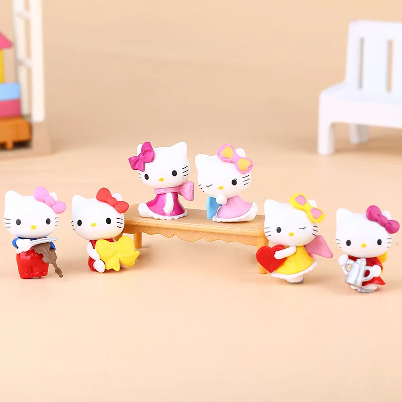 3.5CM Sanrio Hello Kitty Doll Action Figure Cake Violin Cartoon Decoration Model Desktop Toy Car Decoration Children's Gifts