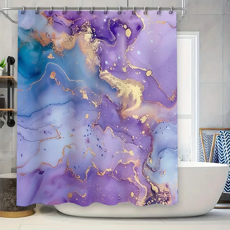 

Абстрактная художественная занавеска для душа с золотыми акцентами для декора ванной комнаты — современный и элегантный дизайн, водонепроницаемая, прочная, легко чистится