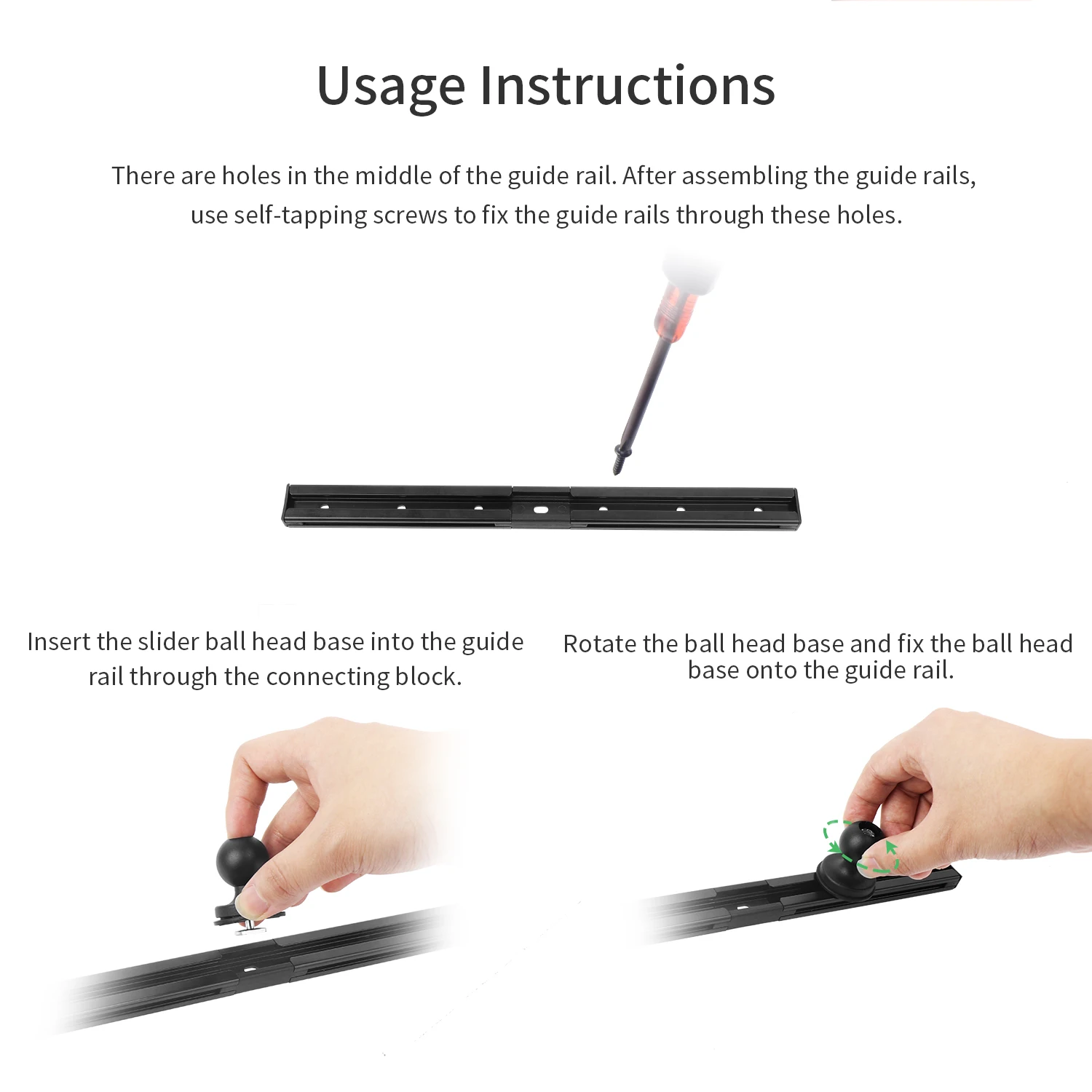 VINmounts DIY Series L-Shaped Aluminum Rail with German Nylon Accessories, Compatible with RAM Rails (Self-Installation Required