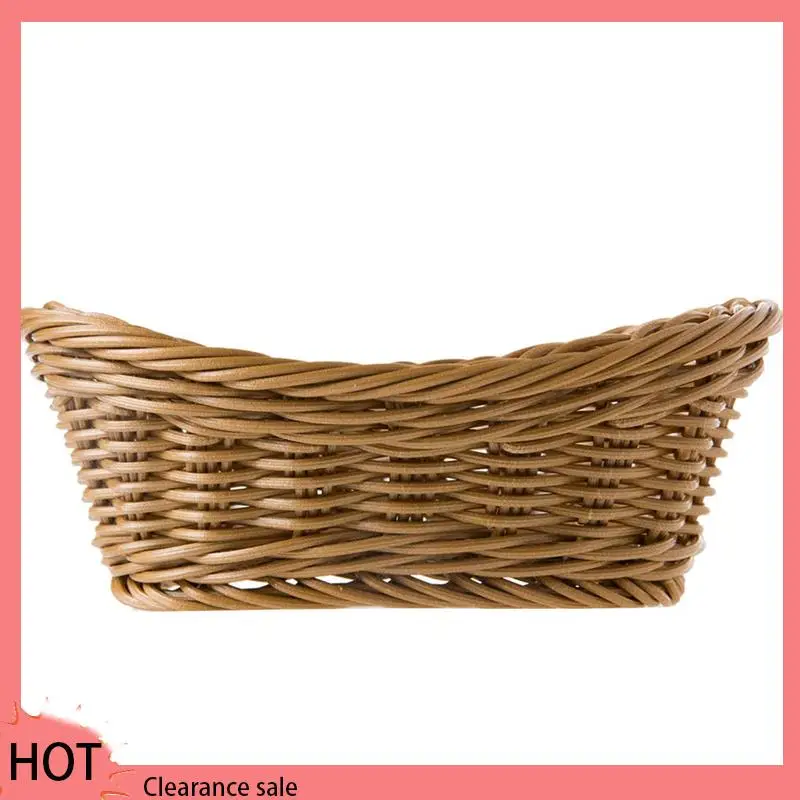 

A88Z 10X Oval Wicker Woven Basket Bread Basket Serving Basket, 11 Inch Basket For Food Fruit Cosmetic Storage Table Top