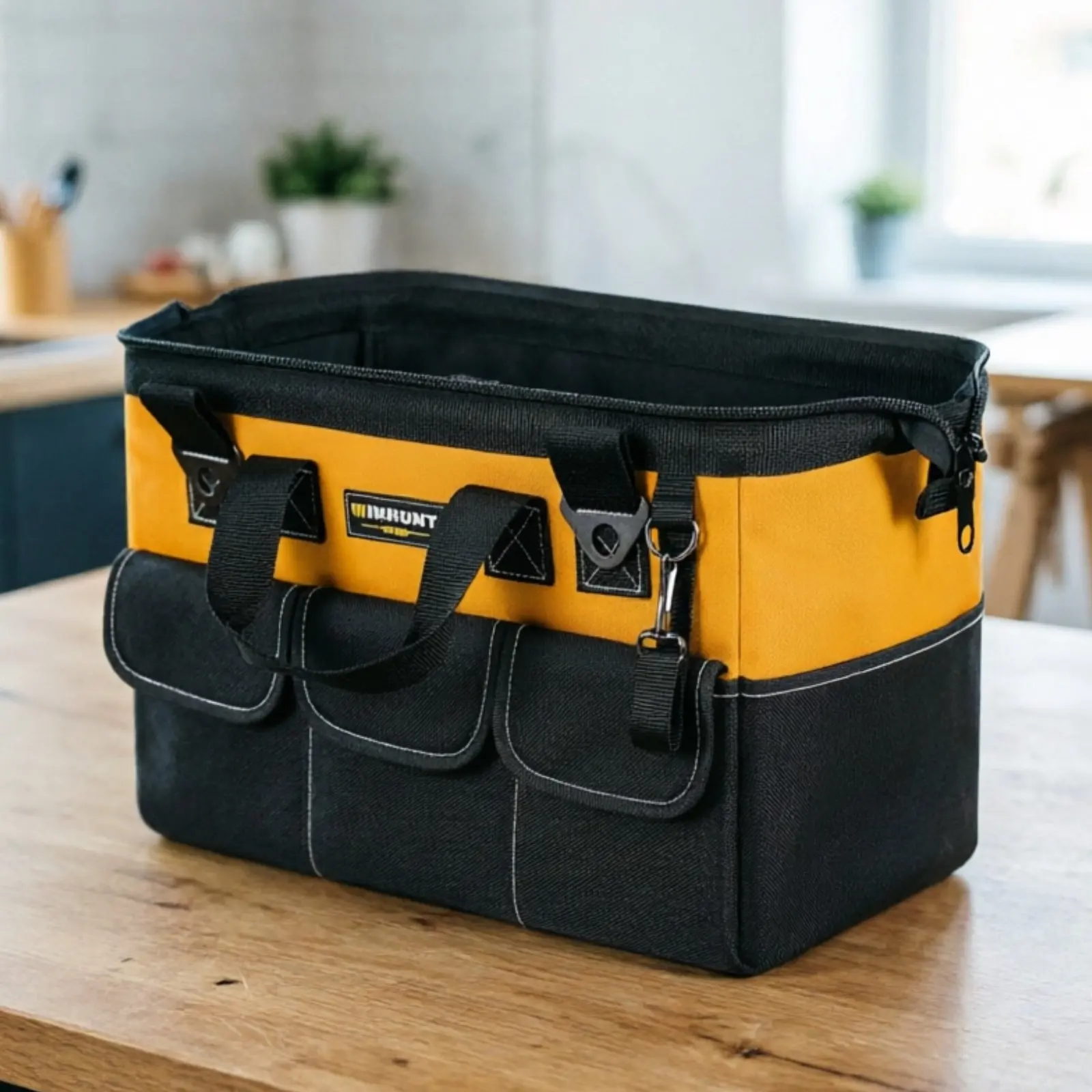 Square Storage Bag Large Capacity Portable Tool Bag Hard Bottom Tool Tote Easy to Carry Widegaping Mouth for Garage, Repair Job