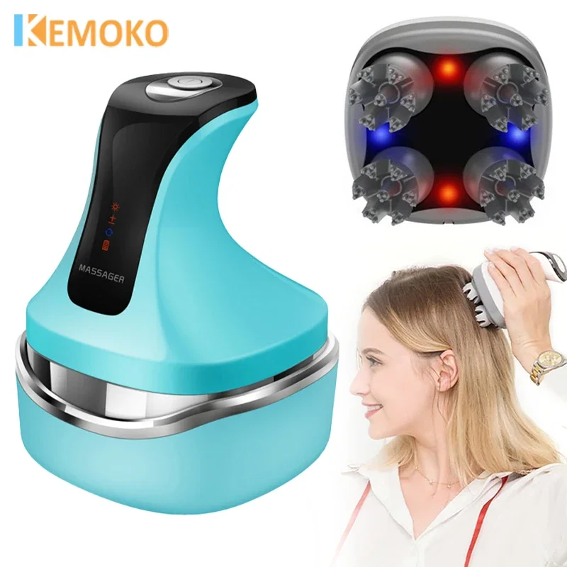 

4D Electric Head Scalp Massager For Hair Growth Stress Relax Red Light Nourishes Hair IPX7 Waterproof Kneading Head Health Care