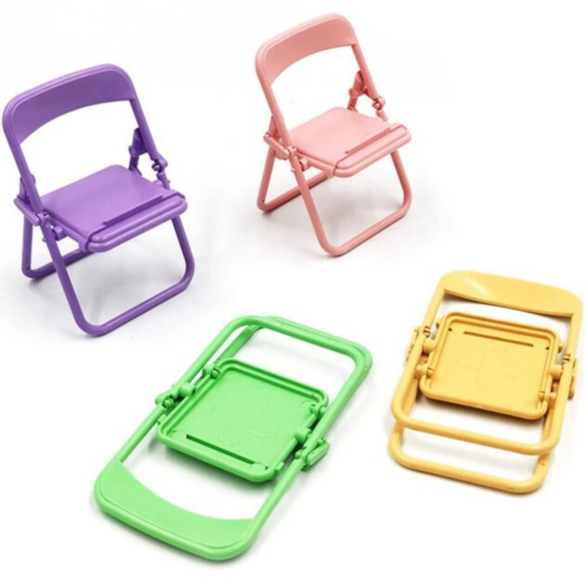 Folding Chair Desktop Phone Stand Macaron Colored Stool Stand Ornament Portable Lazy Person