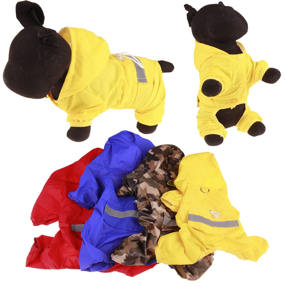 Pet Dog Rain Coat Clothes Puppy Casual Cat Raincoat Waterproof Jacket Outdoor Rainwear Hood Apparel Jumpsuit Pet Supplies