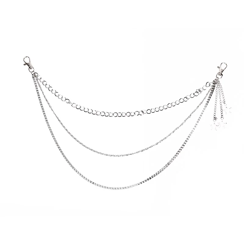 القوطية الشرير 3-Layer السراويل المعدنية سلسلة النساء الهيب هوب جان مفتاح المحفظة ستار التبعي