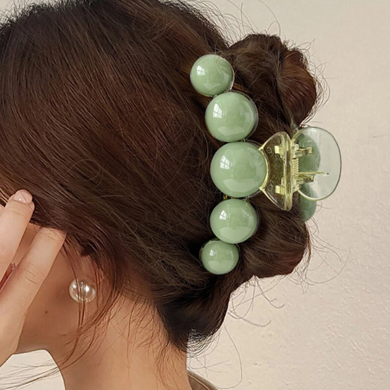 

Green Pearl Hair Claw Girl Back Hair Hold Toothed Claw Decorate Accessories Makeup Hair Styling Hair Claw