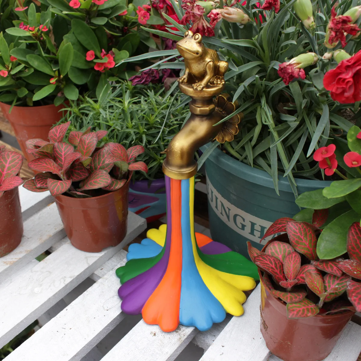 

Creative Garden Balcony Gardening Crafts Gifts Home Furnishings Simulation Resin Rainbow Faucet Decoration Ornament Now