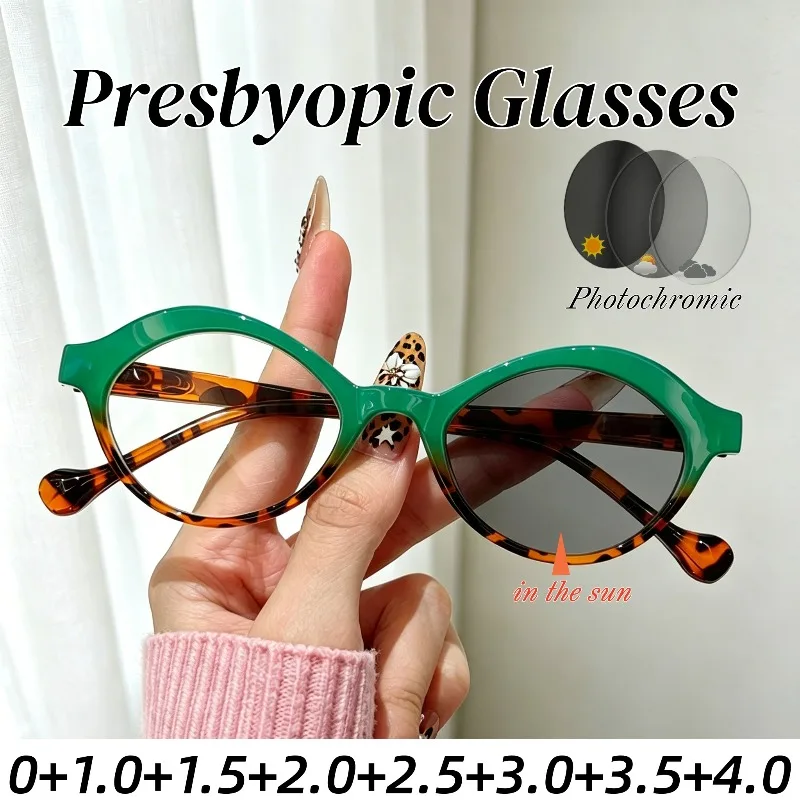 

New Vintage HD Presbyopia Eyeglasses Photochromic Anti Blue Light Reading Glasses Fashion Stylish Lightweight Glasses for Women
