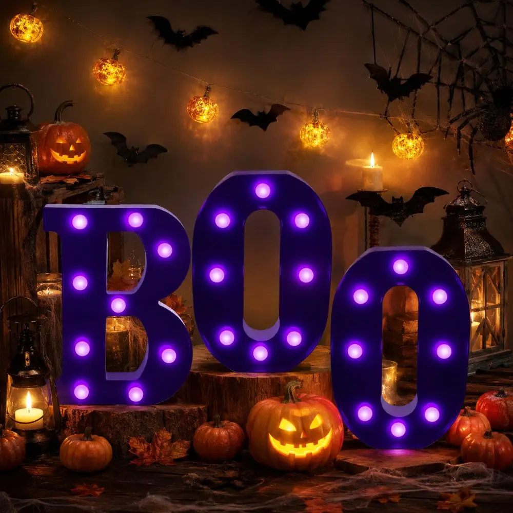 BOO LED Letter Lights Unique Creative Halloween Decoration Light Durable Funny Halloween Atmosphere Lamp Bar Home Decor