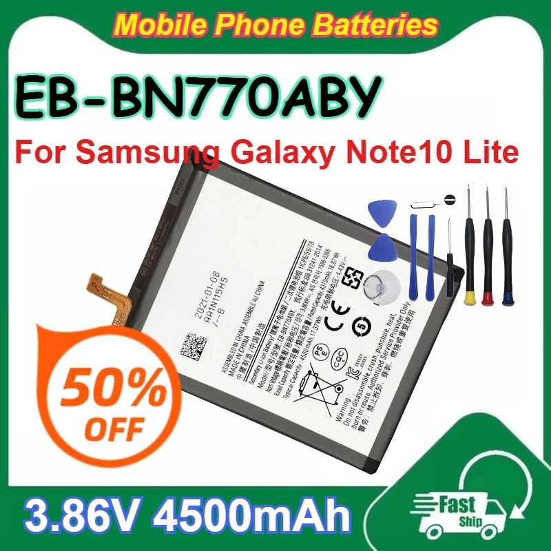 

EB-BN770ABY 3.86V 4500mAh Rechargeable Li-ion Mobile Phone Battery with Tools for Samsung Galaxy Note10 Lite Batteries