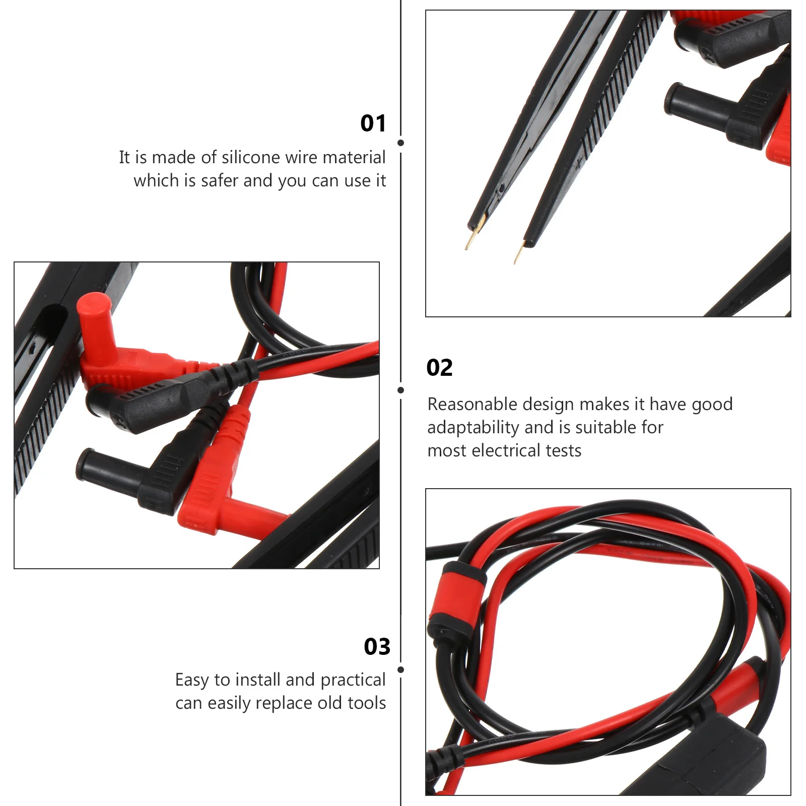 

2 set 2 Sets Multimeter Test Probes Silicone Wire Pen Electrical Testing Leads For Resistance Inductance Measurement