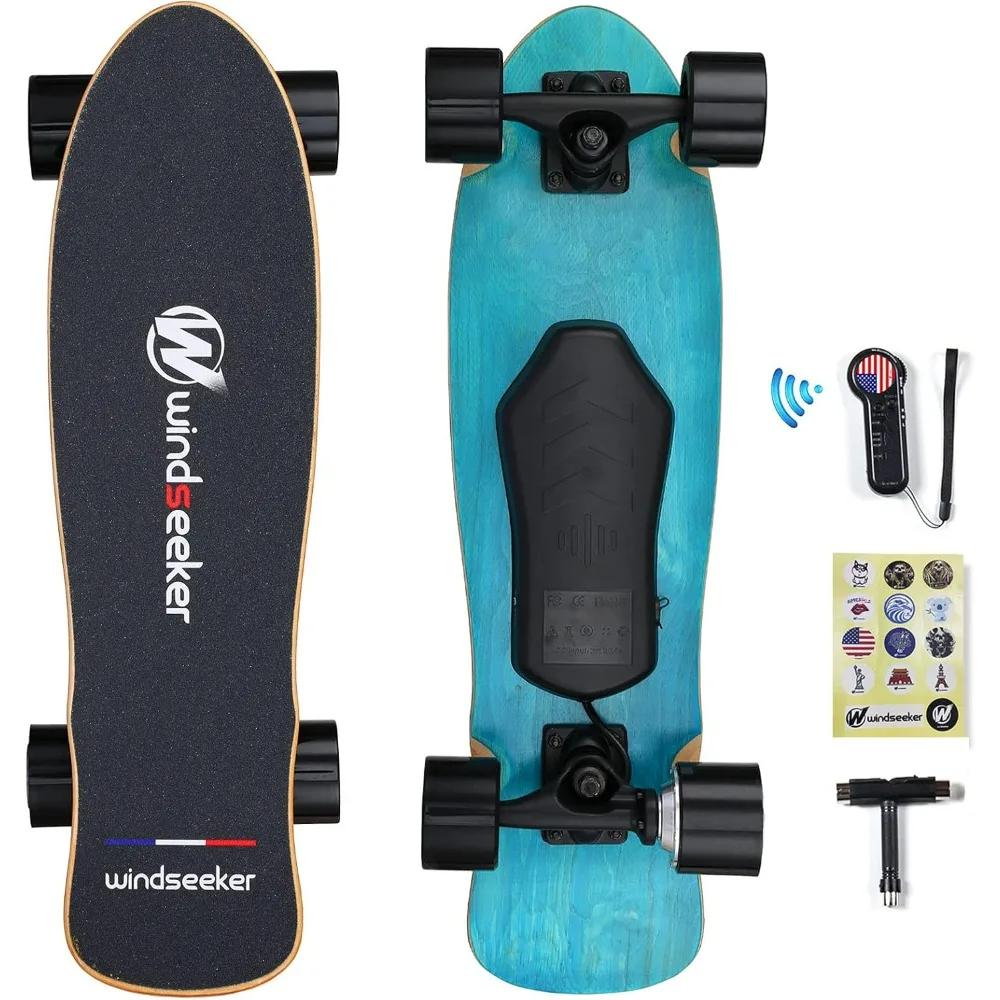 Skateboard elettrico, Skateboard elettrico con telecomando per principianti, motore Brushless 350W, Max 12.4 MPH, Carver E-Ska