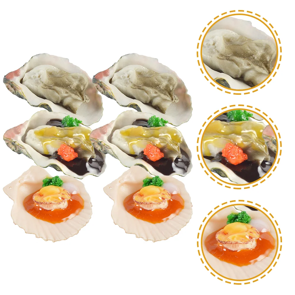 

6 Pcs Simulated Oysters Display Models Simulation Pretend Seafood Miniature Artificial Fake Pvc Lifelike Ornament Scallop