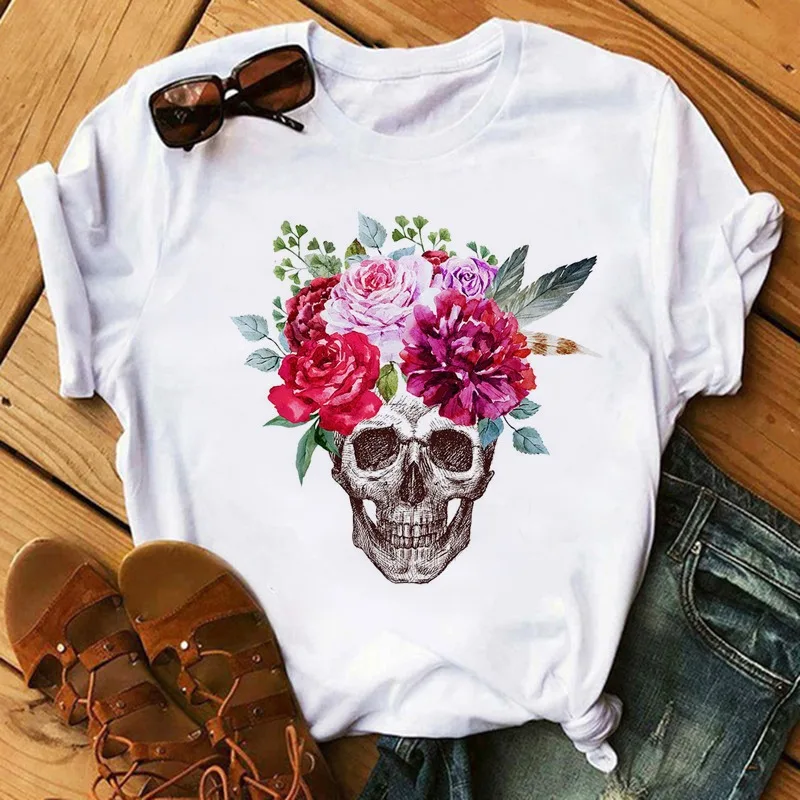 

New Floral Print Pattern Women's Summer T-shirt, Printed Shirt, Women's Top, Short Sleeve Graphic T Shirts Women Clothes