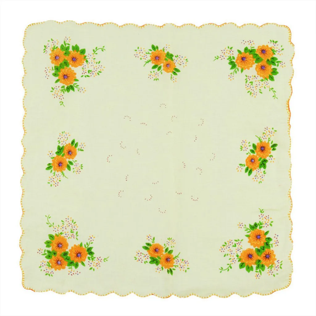 Vintage flower Women Square lady Handkerchief white lace 12PC Women Flower Print  Vintage Handkerchiefs Square Handkerchiefs