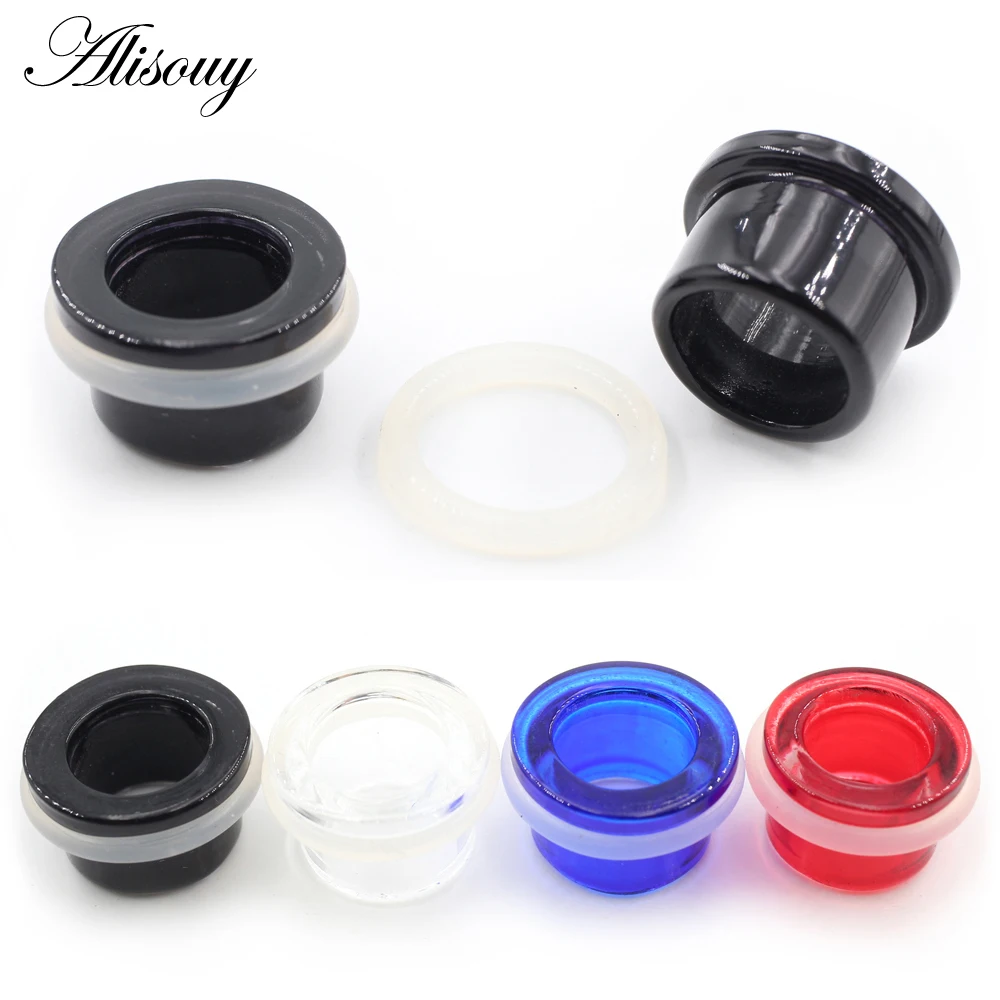 Alisouy 2 قطعة الاكريليك الشفاف الجوف الأذن الأنفاق المقابس المتوسع تفتق نقالة اللحم مقاييس متوهج ثقب مجوهرات للجسم